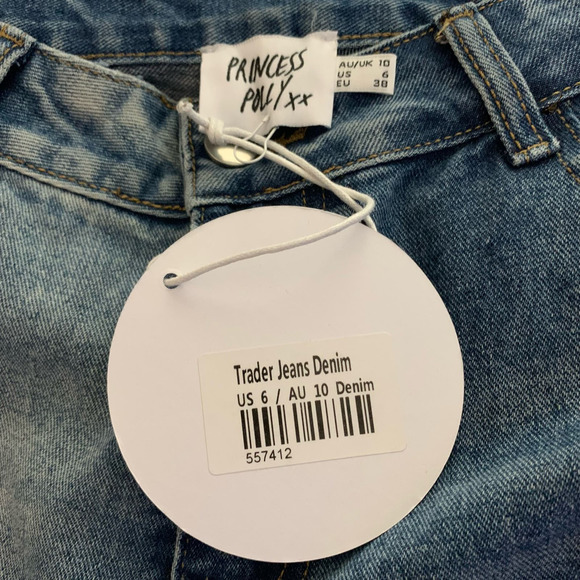 PRINCESS POLLY Trader Two Tone Wide Leg High Rise Frayed Denim Jeans NWT NFR - Picture 14 of 16